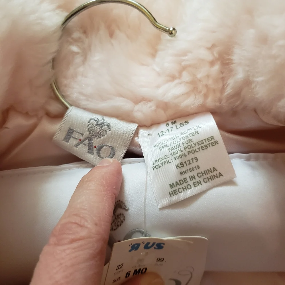 NWT FAO Schwarz Faux Fur Pink Coat
